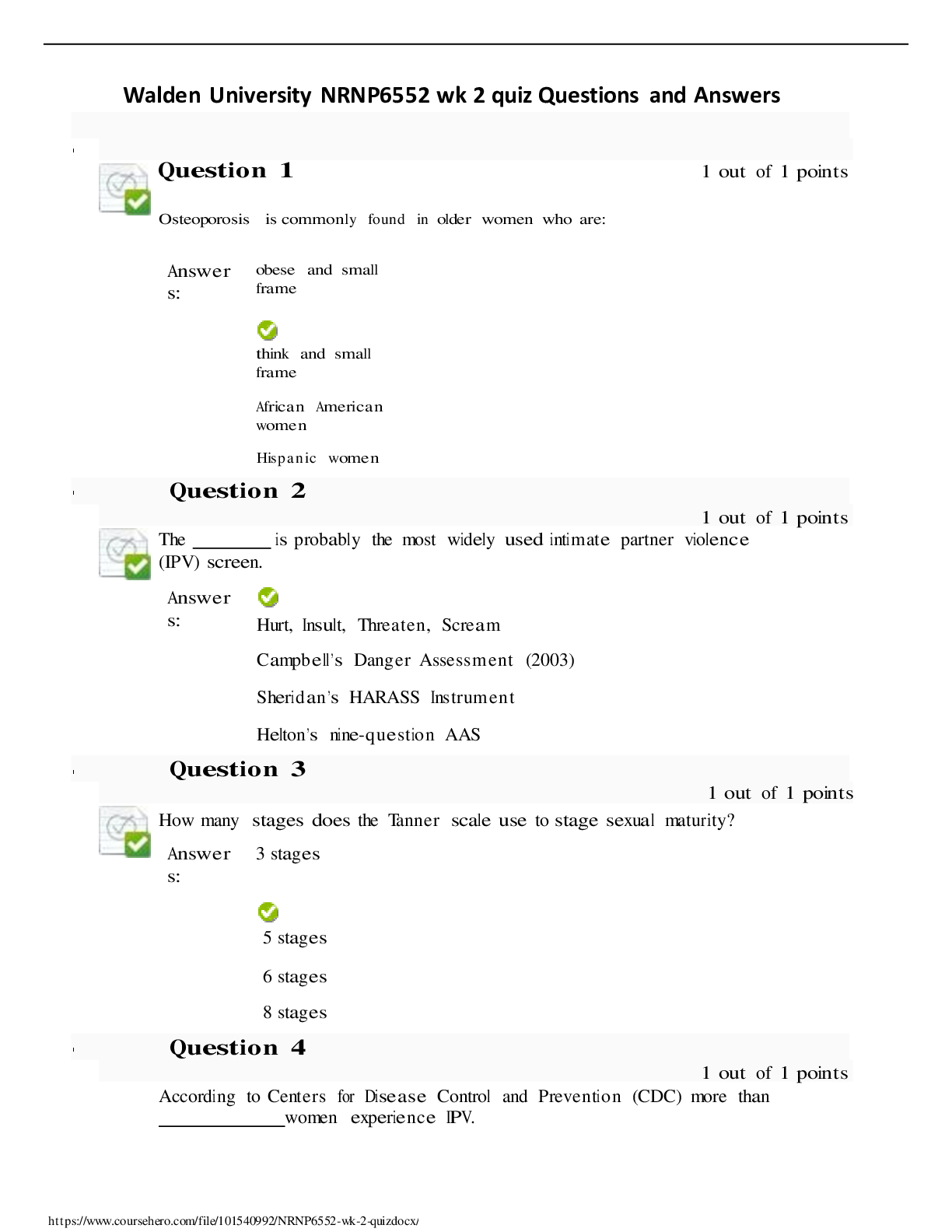 Preview image for Walden University NRNP6552 wk 2 quiz Questions and Answers